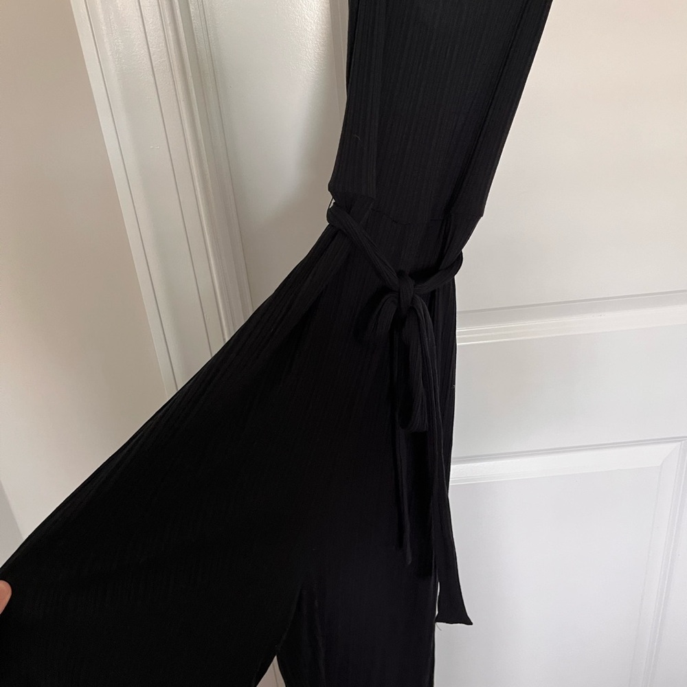 Mind Code Black Ribbed Jumpsuit